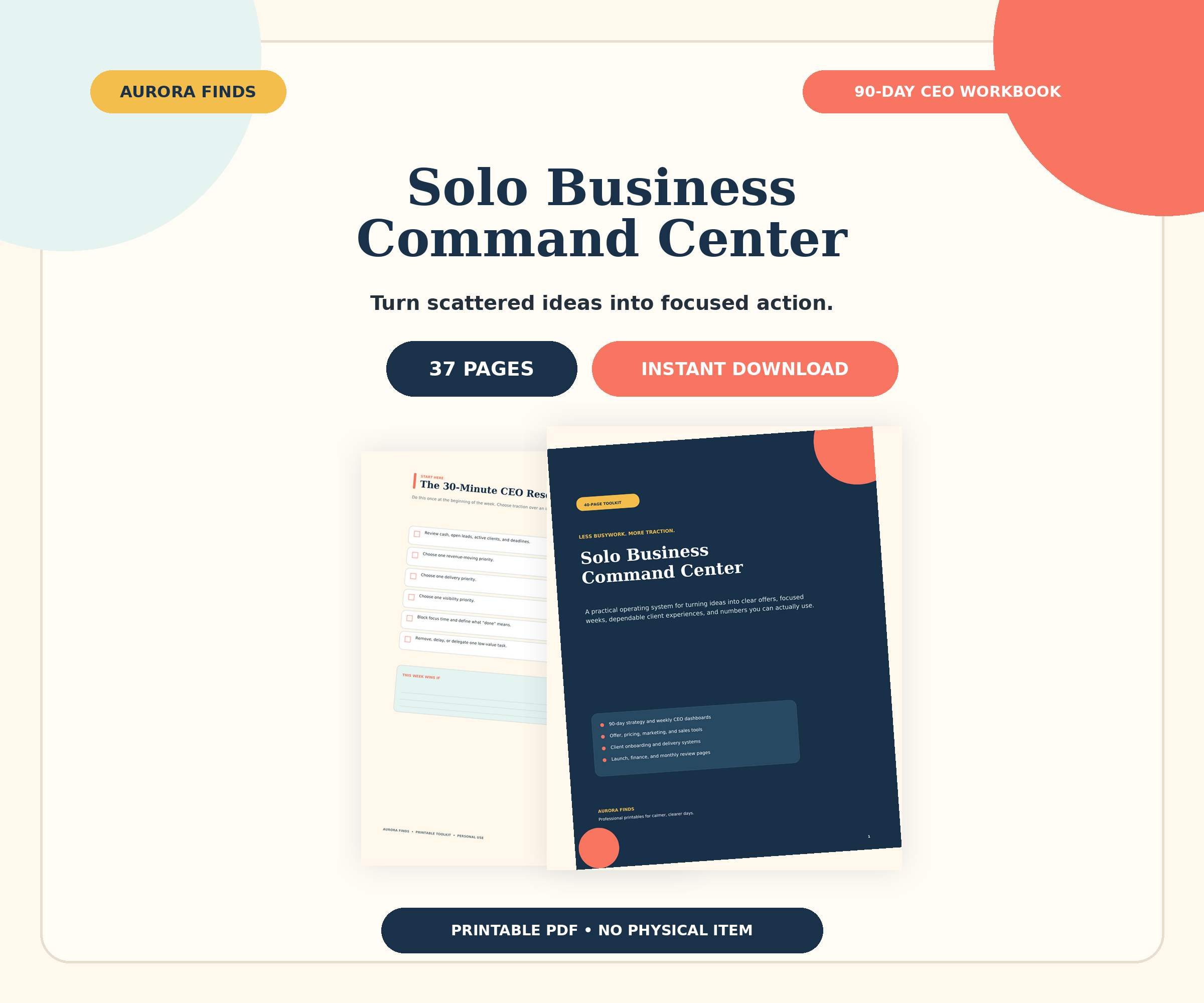 Solo Business Command Center printable preview