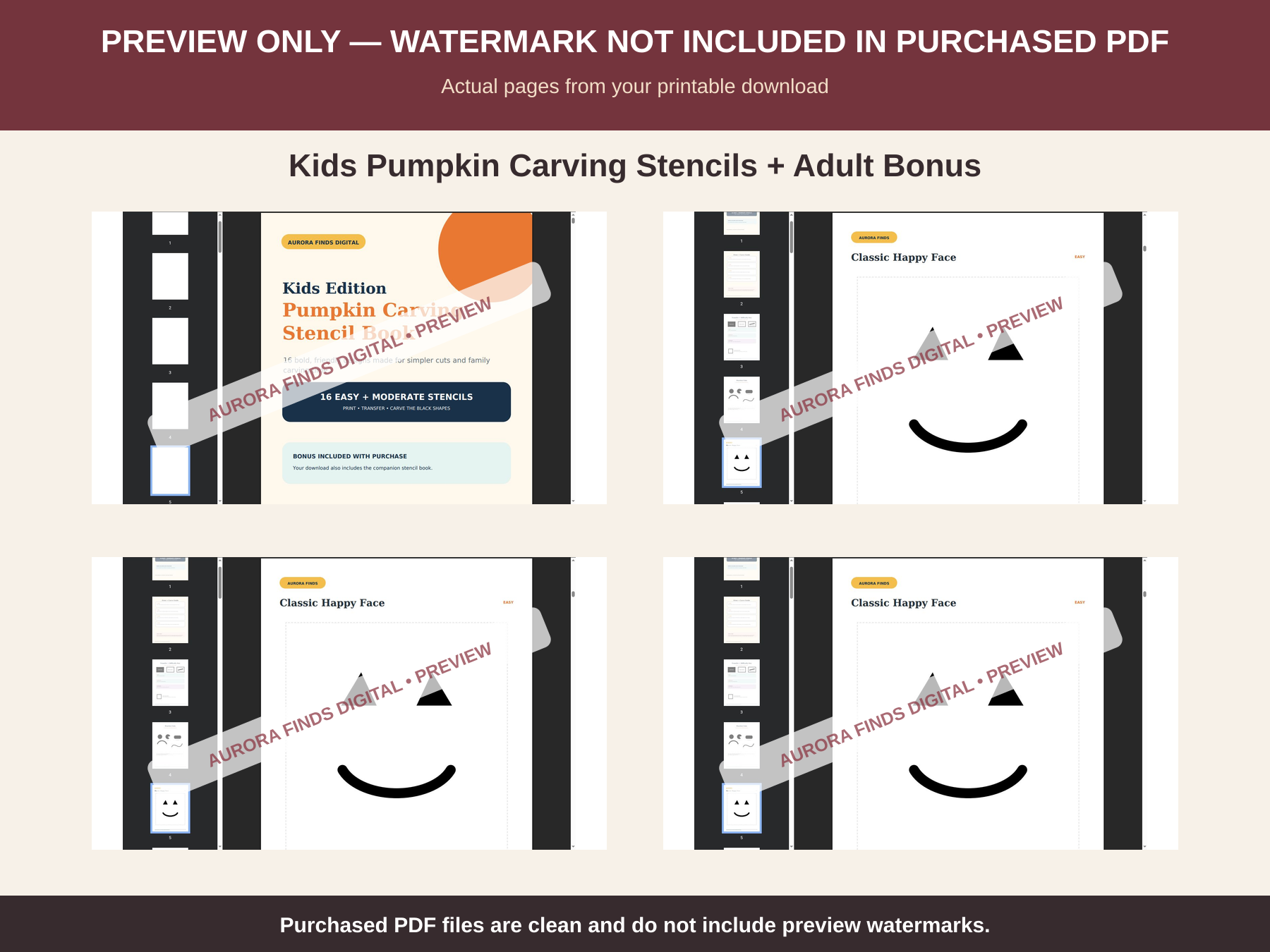 What’s inside Kids Pumpkin Carving Stencils + Adult Bonus
