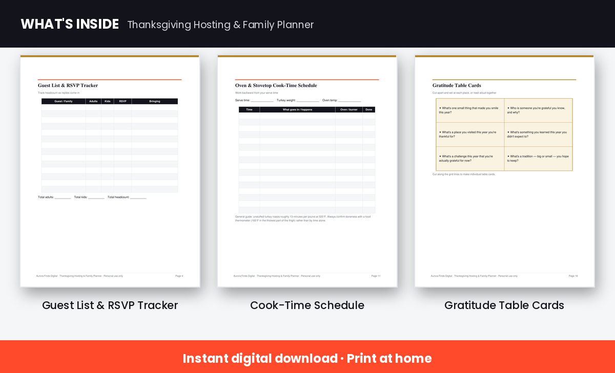What’s inside Thanksgiving Hosting & Family Planner
