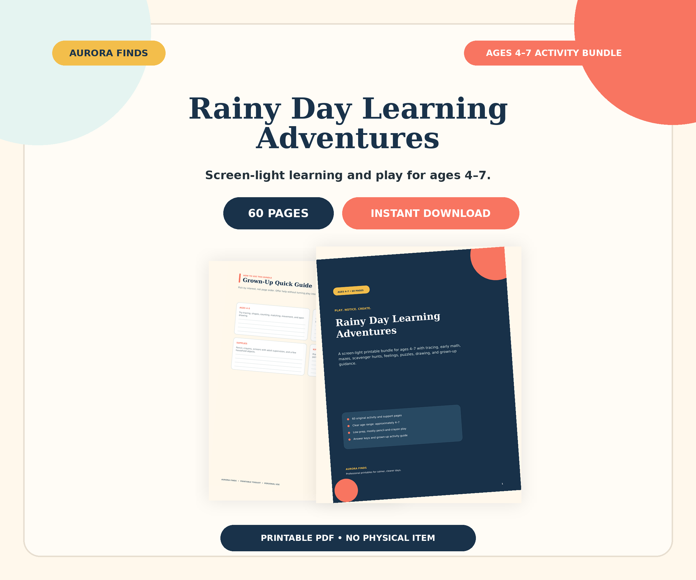 Rainy Day Learning Adventures printable preview