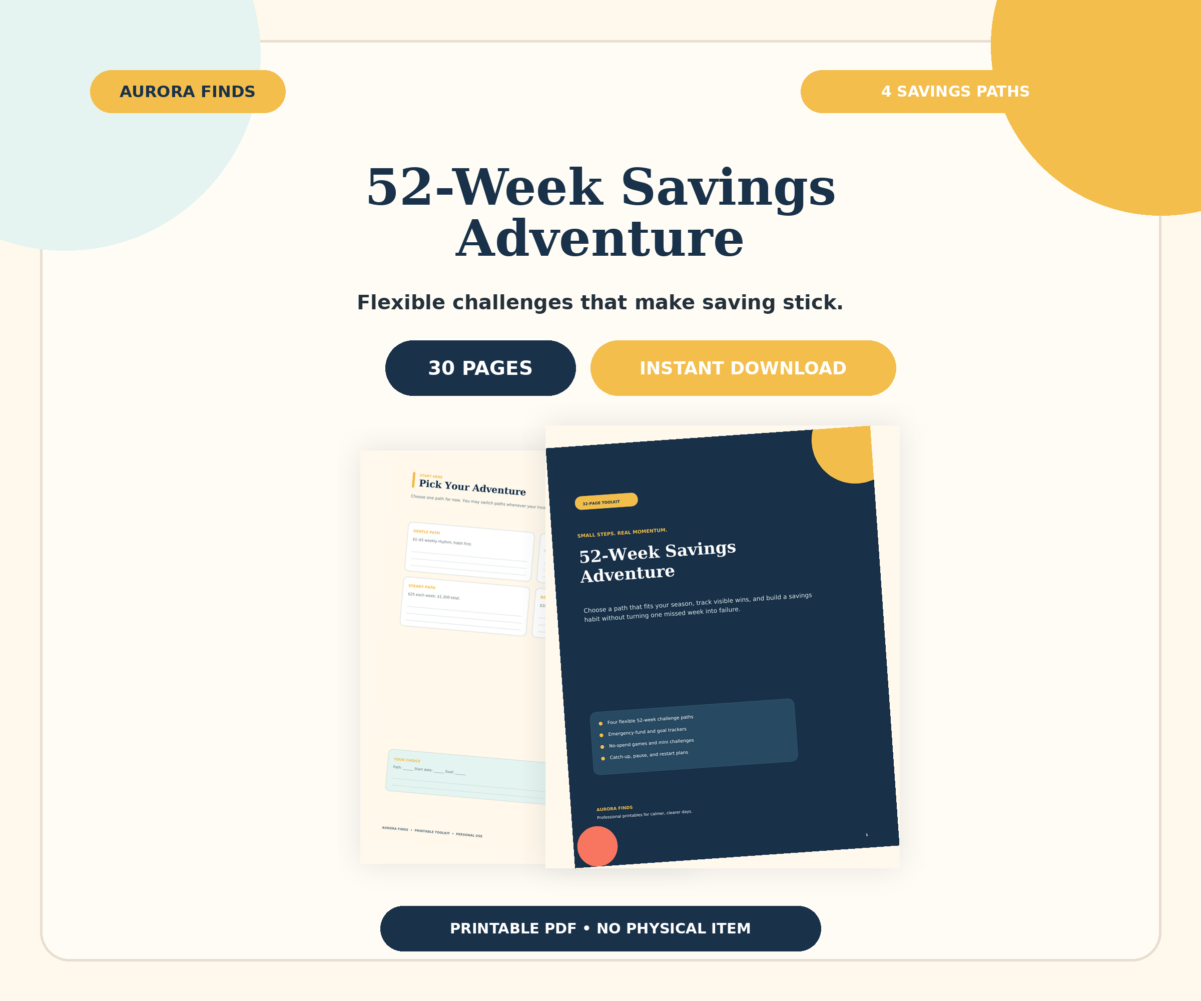 52-Week Savings Adventure printable preview